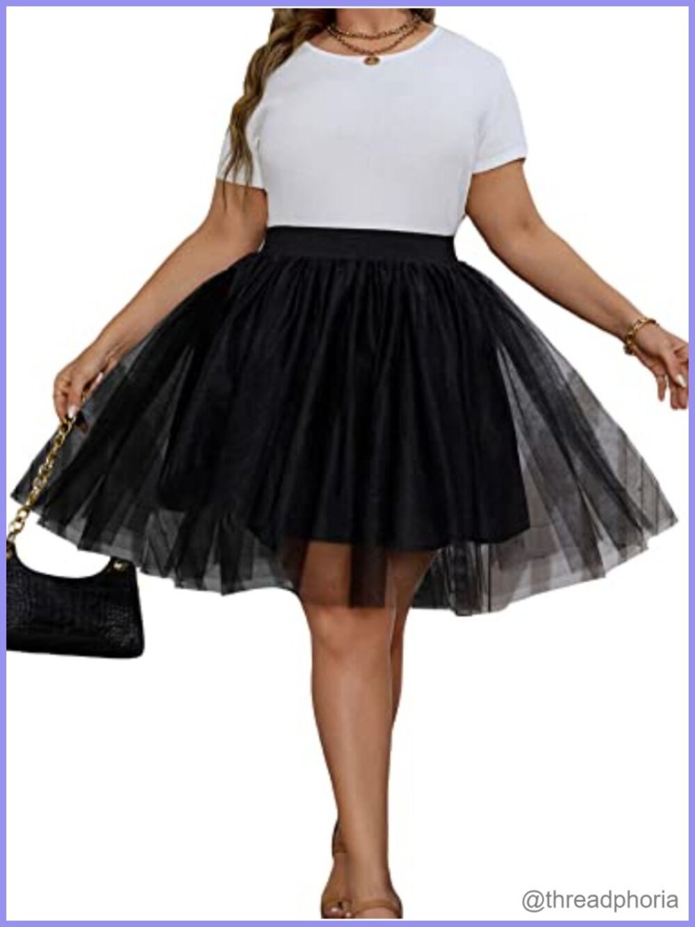 Plus Size Mesh Tulle Midi Skirt High Waisted Flared A-Line Party Clubwear